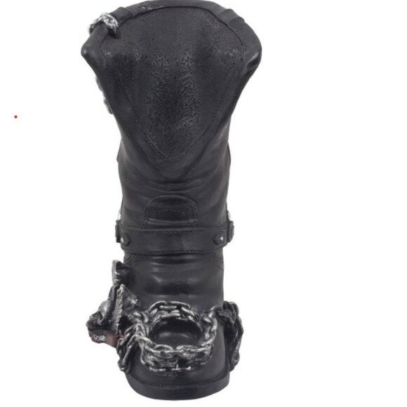 2015 DWK Wine Bottle Holder Moto Boot Born to Ride Chain Winged Skull - Picture 2 of 4